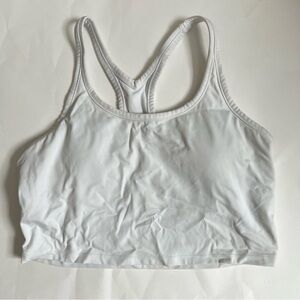 Longline White Compression Sports Bra Large